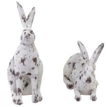 gjenstander Dekorative kaniner hvit vintage trelook påske H14,5/24,5cm 2stk