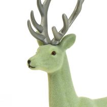 Dekorativ hjorterein julefigur grønn grå H37cm