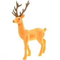 gjenstander Dekorativ hjort rein gul brun dekorativ figur flokket 37cm