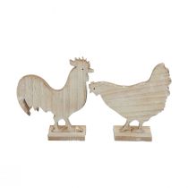 gjenstander Dekorativ kylling påskedekorasjon trebordsdekorasjon 14,5 cm sett med 2