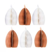 gjenstander Dekorativ kyllinghane honeycomb papir hvit oransje 7,5×4,5×8cm 6 stk.
