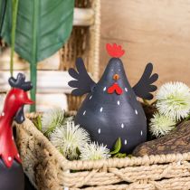 gjenstander Dekorativ kylling sort tredekor høne påskepynt tre H13cm