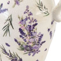 gjenstander Dekorativ kanne steintøy lavendel lilla krem borddekorasjon H21cm