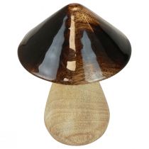 gjenstander Dekorativ sopp tresopp naturlig brun glanseffekt Ø7,5cm H10cm