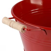 gjenstander Dekorativ skål med håndtak blomsterskål i metall rød Ø29cm H14,5cm