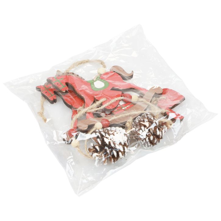 gjenstander Dekorativ gyngehest Tre hengende dekorasjon Julerød 37cm 2stk