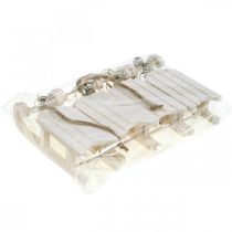 gjenstander Dekorativ slede hvit sølv med bjellesnor L13cm 4 stk