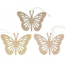Deco sommerfugler deco henger beige/rosa/gul 12cm 12stk