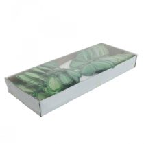 gjenstander Dekorative sommerfugler grønne fjærsommerfugler på wire 10cm 12 stk