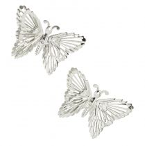Dekorative sommerfugler metall hengende dekorasjon sølv 5cm 30stk