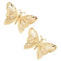 Dekorative sommerfugler metall hengende dekorasjon gylden 5cm 30stk