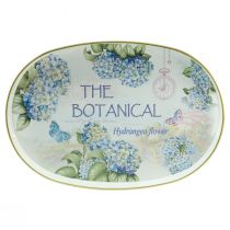 gjenstander Dekorativt brett hortensia plastbrett hvitt 39×27,5cm