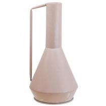 gjenstander Moderne dekorativ metallvase i lys rosa, 19,5 cm; dekorativ designerkanne, 38,5 cm høy, for tørkede blomster