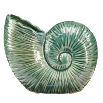gjenstander Dekorativ vase sneglehus keramisk grønn 18x8,5x15,5cm