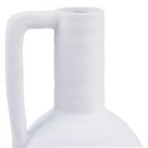 gjenstander Dekorativ vase hvit blomstervase med håndtak keramikk H26cm