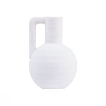 gjenstander Dekorativ vase hvit mini blomstervase med håndtak H15cm