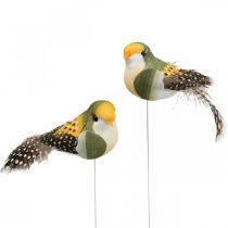 Deco fugler minifugl på wire fjærdekor 3×6cm 12stk