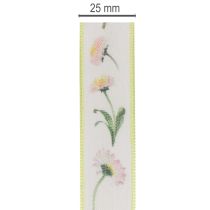 gjenstander Gavebånd med Bellis-blomstermønster for håndverk og pakking, 25 mm x 20 m
