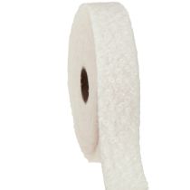 gjenstander Dekorativt bånd kremfarget bredt bånd i ulllook stoffbånd 40 mm 8 m