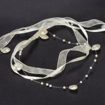 gjenstander Dekorativt bånd, kremfarget, hjerter, perler, bryllupsdekorasjon, 10 mm, 5 m