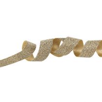 Dekorativt bånd gull med glimmer 10mm 150m
