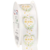 gjenstander Dekorativt satengbånd med teksten «Mr. &amp; Mrs.» for bryllupet, for elegant dekorasjon