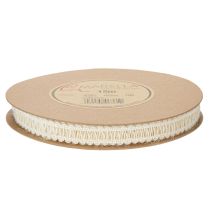 gjenstander Dekorativt jutebånd, naturlig gavebånd, kremhvit, 15 mm x 15 m