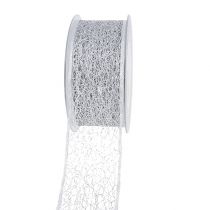 Dekorbånd mesh bånd sølv 50mm 20m