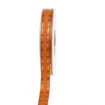 Dekorativt bånd oransje med trådkant 15mm 15m