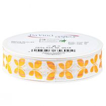 gjenstander Pyntebånd sommerfugler oransje trådkant 25mm 18m