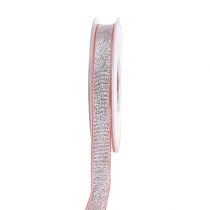Deko bånd jul rosa-sølv 15mm 20m