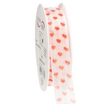gjenstander Gavebånd med hjerter, ideelt for kreative innpakningsideer og personlige gaver, 2,5 cm bredt, 15 m langt