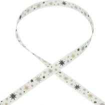 gjenstander Bånd julegave bånd hvit stjernemønster 15mm 20m
