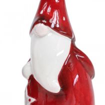 gjenstander Julenissefigur Nicholas rød, hvit keramikk H13,5cm 2stk