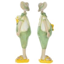 gjenstander Dekorative gartnerfigurer, borddekorasjon, sommer, grønn/gul, 16,5 x 5,5 cm, 2 stk.