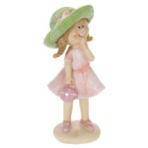 gjenstander Dekorative figurer av jenter med hatter, rosa og grønn, 6,5x5,5x14,5 cm, 2 stk.