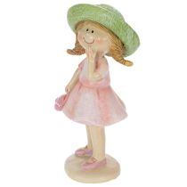 gjenstander Dekorative figurer av jenter med hatter, rosa og grønn, 6,5x5,5x14,5 cm, 2 stk.