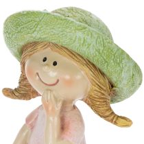 gjenstander Dekorative figurer av jenter med hatter, rosa og grønn, 6,5x5,5x14,5 cm, 2 stk.