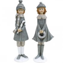 gjenstander Dekofigurer vinter barnefigurer jenter H19cm 2stk