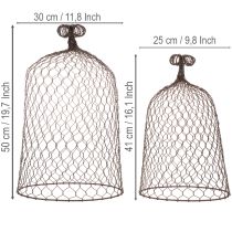 gjenstander Dekorativ metallklokke, klatrehjelp, stålhette, brun, rustfarget, H50/41 cm Ø30/25 cm, sett med 2