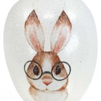 Deco henger glass deco egg kanin med glass glitter 5x8cm 6stk