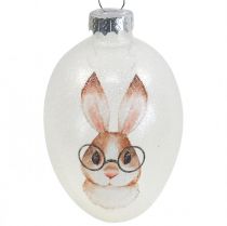 gjenstander Deco henger glass deco egg kanin med glass glitter 5x8cm 6stk