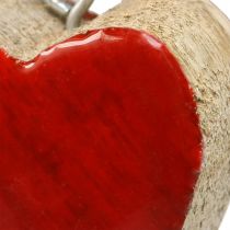 Dekorativ oppheng trehjerter dekorative hjerter rød Ø5–5,5cm 12 stk.