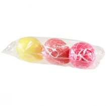 gjenstander Dekorativ oppheng påskeegg gul/rosa/rød craquelure Ø8,5cm 3 stk.