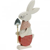 Dekorativ kanin med spade, kaninegutt, påskedekorasjon, trekanin, påskehare