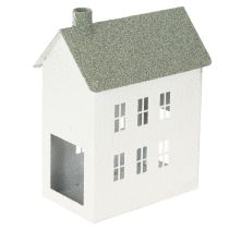 gjenstander Dekorativt metallhusformet hus med vinduer og skorstein, 22 cm