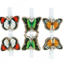 Dekorativ klips sommerfugl, gave dekorasjon, vår, sommerfugler laget av tre 6stk