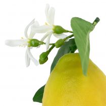 Dekorativ frukt, sitroner med blader gule 9,5cm 4stk