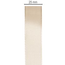 gjenstander Dekorativt bånd satengbeige taftbånd 25mm 50m