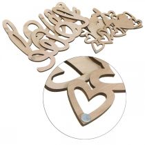 gjenstander Hjerter "Love" tredekor naturlig med magnet dekorasjonsskilt 20,5/25cm 6 stk.